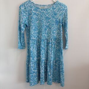Lilly Pulitzer Girls XL 12/14 Mini Geanna Dress Took Me By Sunrise Blue White EU